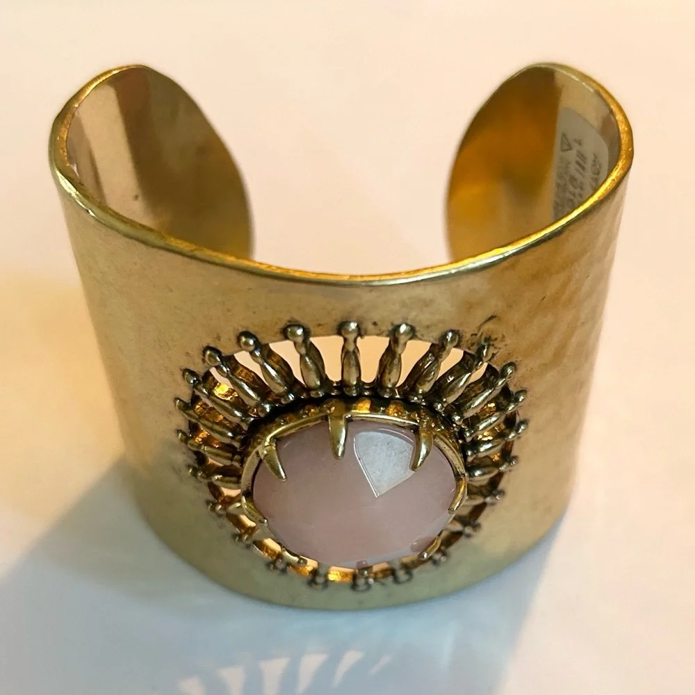 Lucky Brand Gold-Tone Cuff with Pink Center Stone - Semi Precious Stone